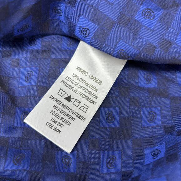 Robert Graham Medium Blue Diamond Pattern Flip Cuff Long Sleeve Button Up Shirt - Picture 4 of 6